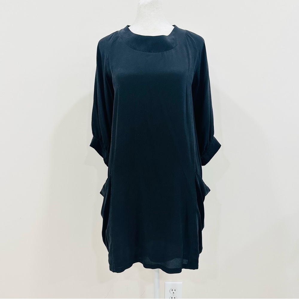 Jenny Han Black Women’s 100% Silk Mini Dress Size M‎